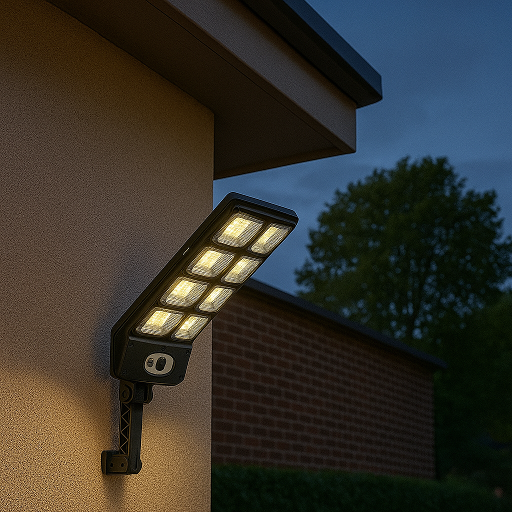 Ultra-Bright 504 LED Solar Street Light with Wide Angle Motion Sensor, Remote Control, Energy Efficient & Waterproof - 4300mAh Battery
