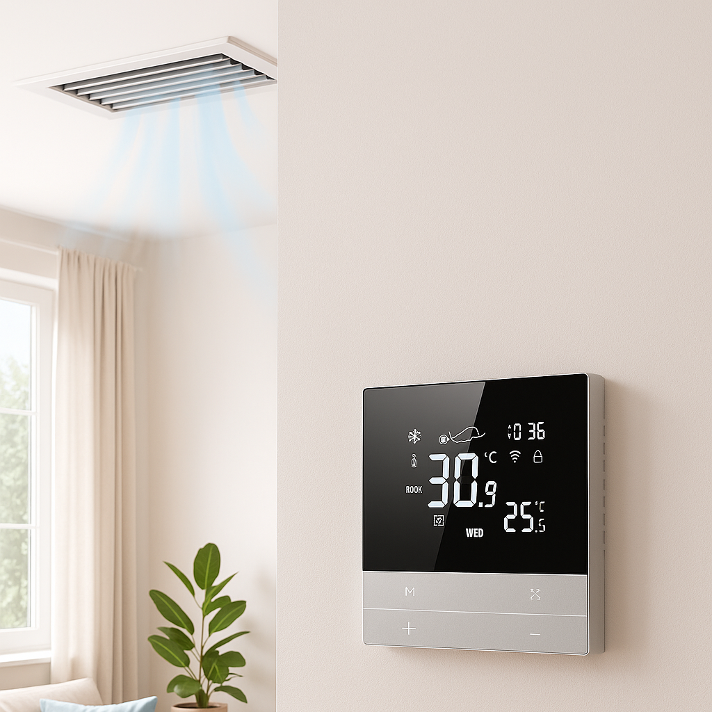 AVATTO Smart WiFi Thermostat for Central Air Conditioning - Compatible with Alexa & Google Home, 3-Speed Fan Control for Heating & Cooling