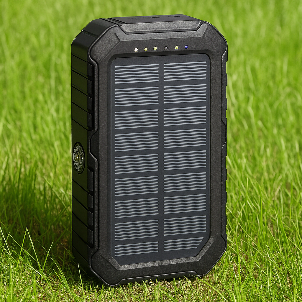 40,000mAh Solar Power Bank with Hand Crank, 4 Built-in Cables, Compass, Level & LED Flashlight - Ultimate Portable Charger for Camping Adventures