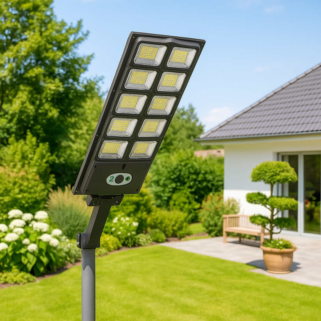 Ultra-Bright 504 LED Solar Street Light with Wide Angle Motion Sensor, Remote Control, Energy Efficient & Waterproof - 4300mAh Battery