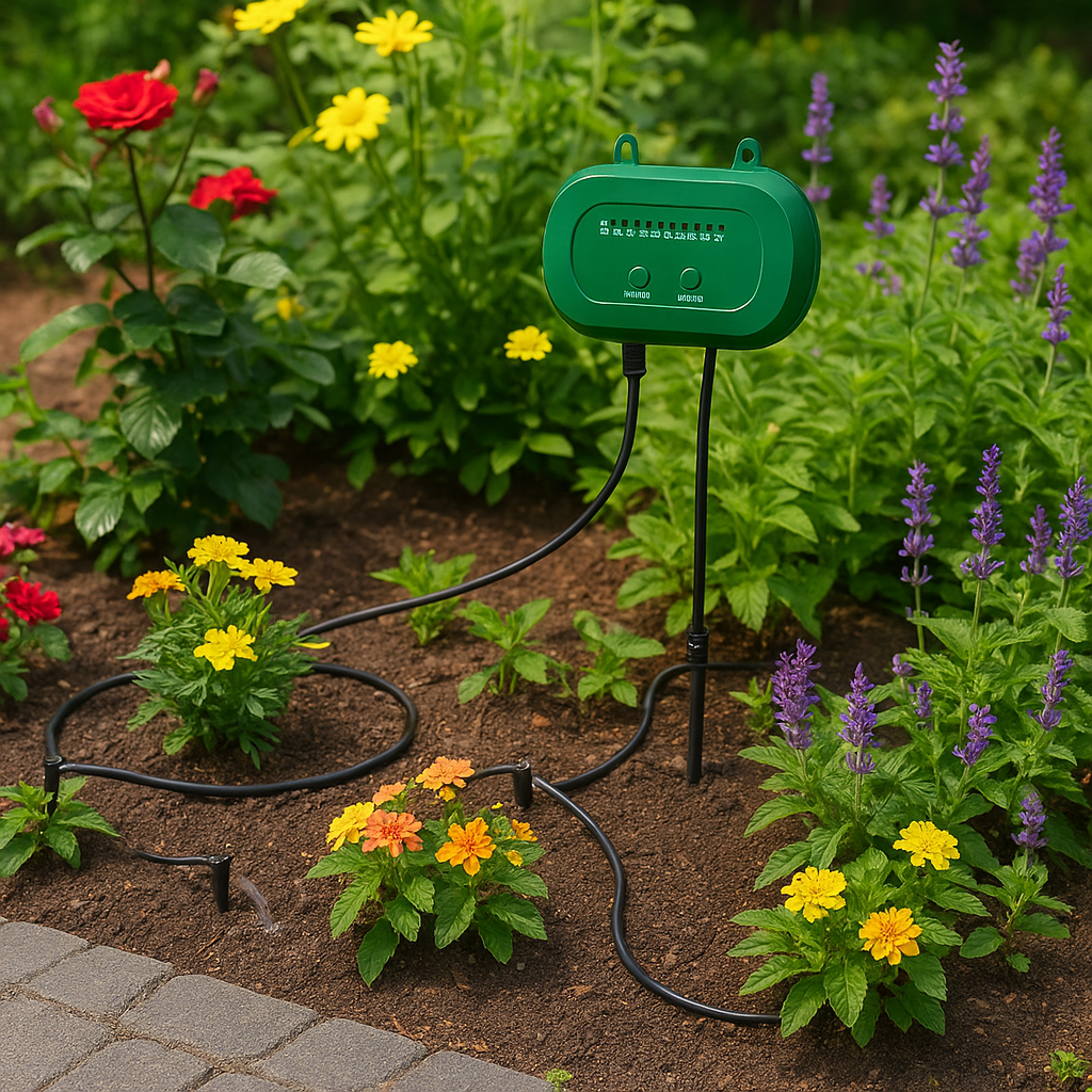 Solar-Powered Automatic Garden Watering System with 15m Hose & Timer - Ideal for Hassle-Free Irrigation During Vacations