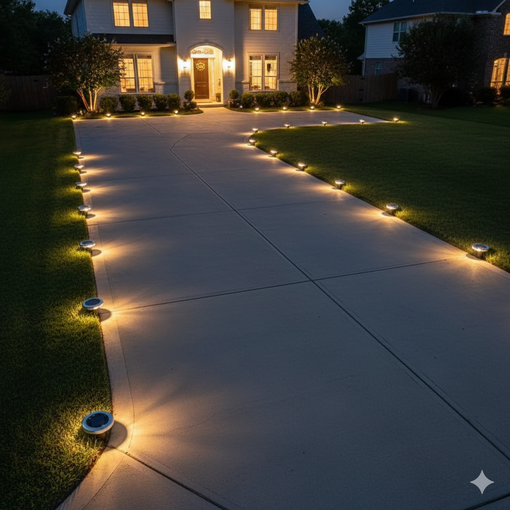 8-Pack Solar Disk Lights, 8 LED, Waterproof Ground/Deck Pathway Landscape Lighting