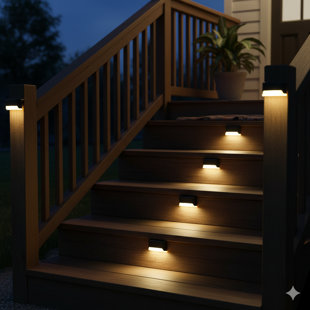 16-Pack Outdoor Solar LED Deck Lights – Warm White, Waterproof for Stairs, Steps, Fences, Patios, and Paths