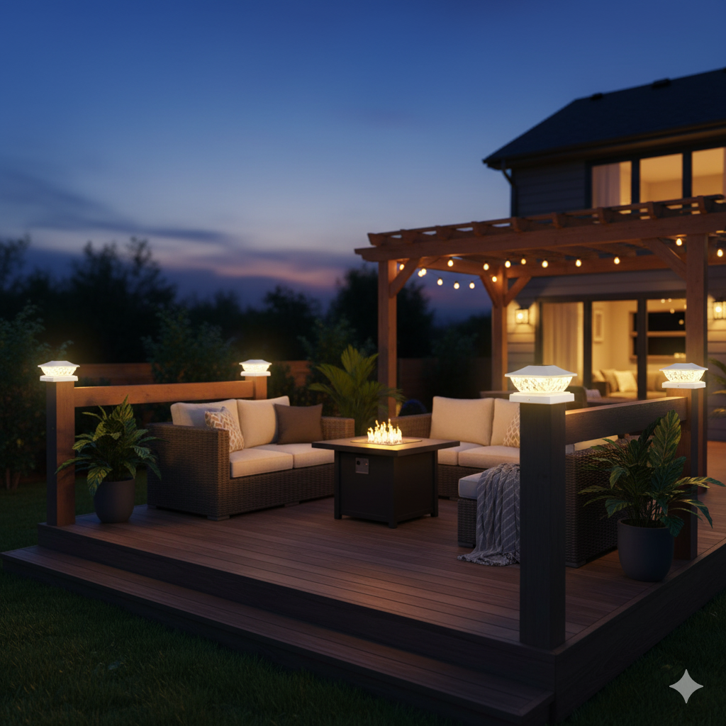 Bright Solar Post Cap Lights - 2 Mode LED Deck Lighting for 4x4, 4.5x4.5, 5x5 Posts
