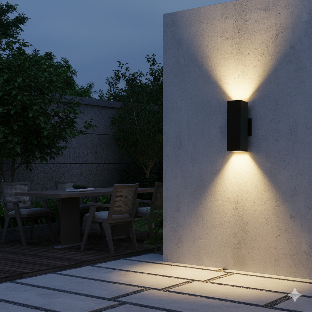 2-Pack Outdoor Up/Down Wall Sconce, IP65 Waterproof, Black Aluminum Exterior Light