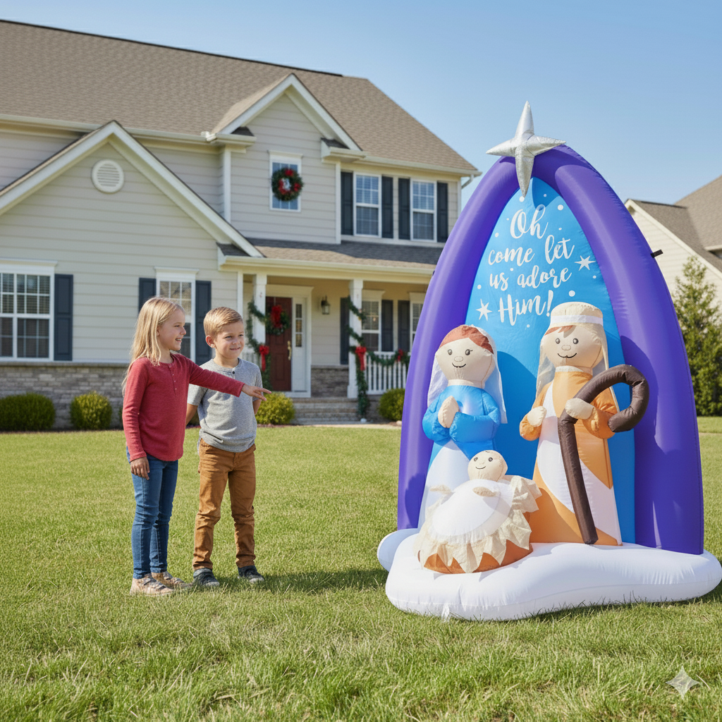 6ft LED Lighted Inflatable Nativity Scene - Indoor/Outdoor Christmas Holiday Decor