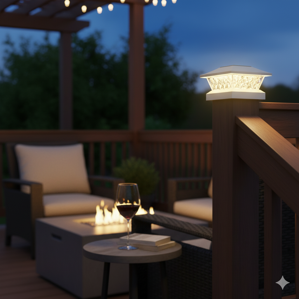 Bright Solar Post Cap Lights - 2 Mode LED Deck Lighting for 4x4, 4.5x4.5, 5x5 Posts