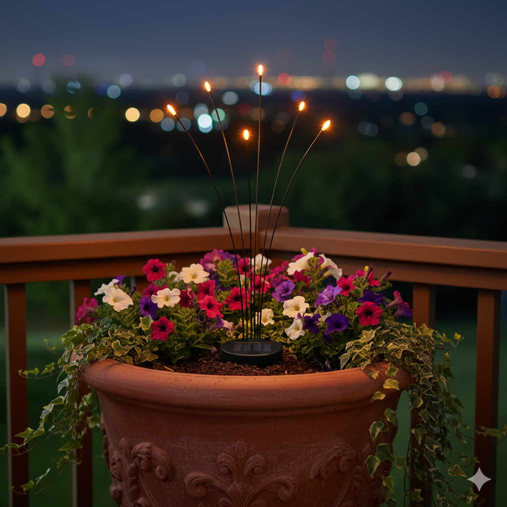 Solar Firefly Swaying Garden Lights, 8-Head LED Outdoor Decorative Pathway Lights, Waterproof