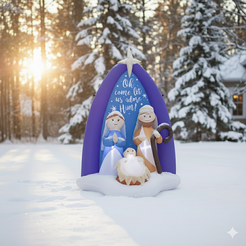 6ft LED Lighted Inflatable Nativity Scene - Indoor/Outdoor Christmas Holiday Decor