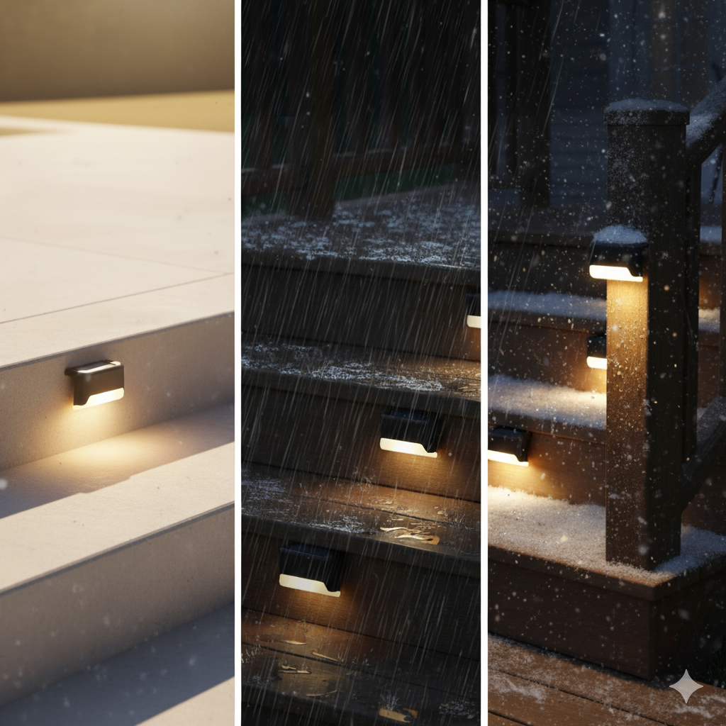 16-Pack Outdoor Solar LED Deck Lights – Warm White, Waterproof for Stairs, Steps, Fences, Patios, and Paths