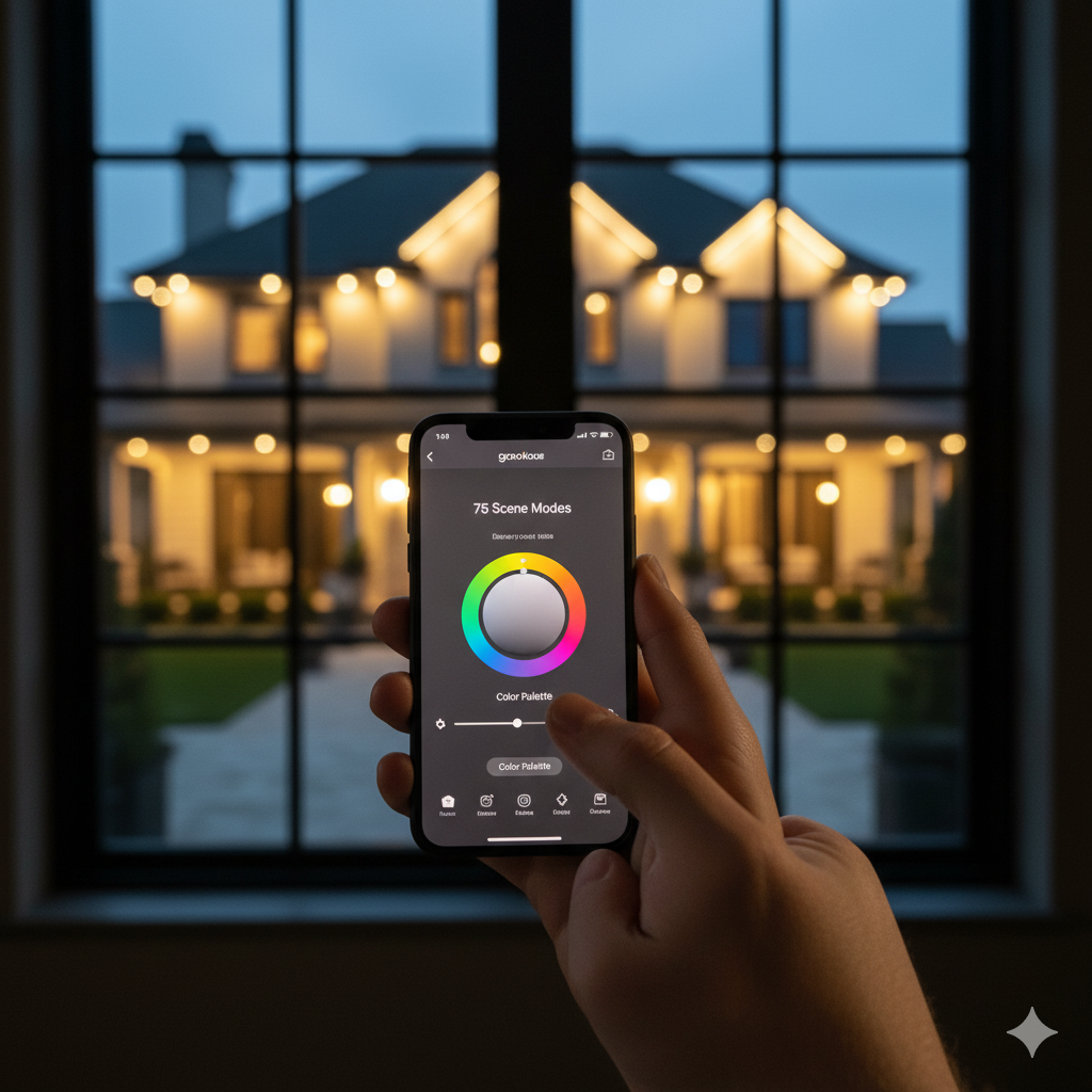 150ft 100ft 50ft Permanent Outdoor Lights Smart RGBIC Outdoor Lights with 75 Scene Modes String Lights with 90 LEDs for Garden