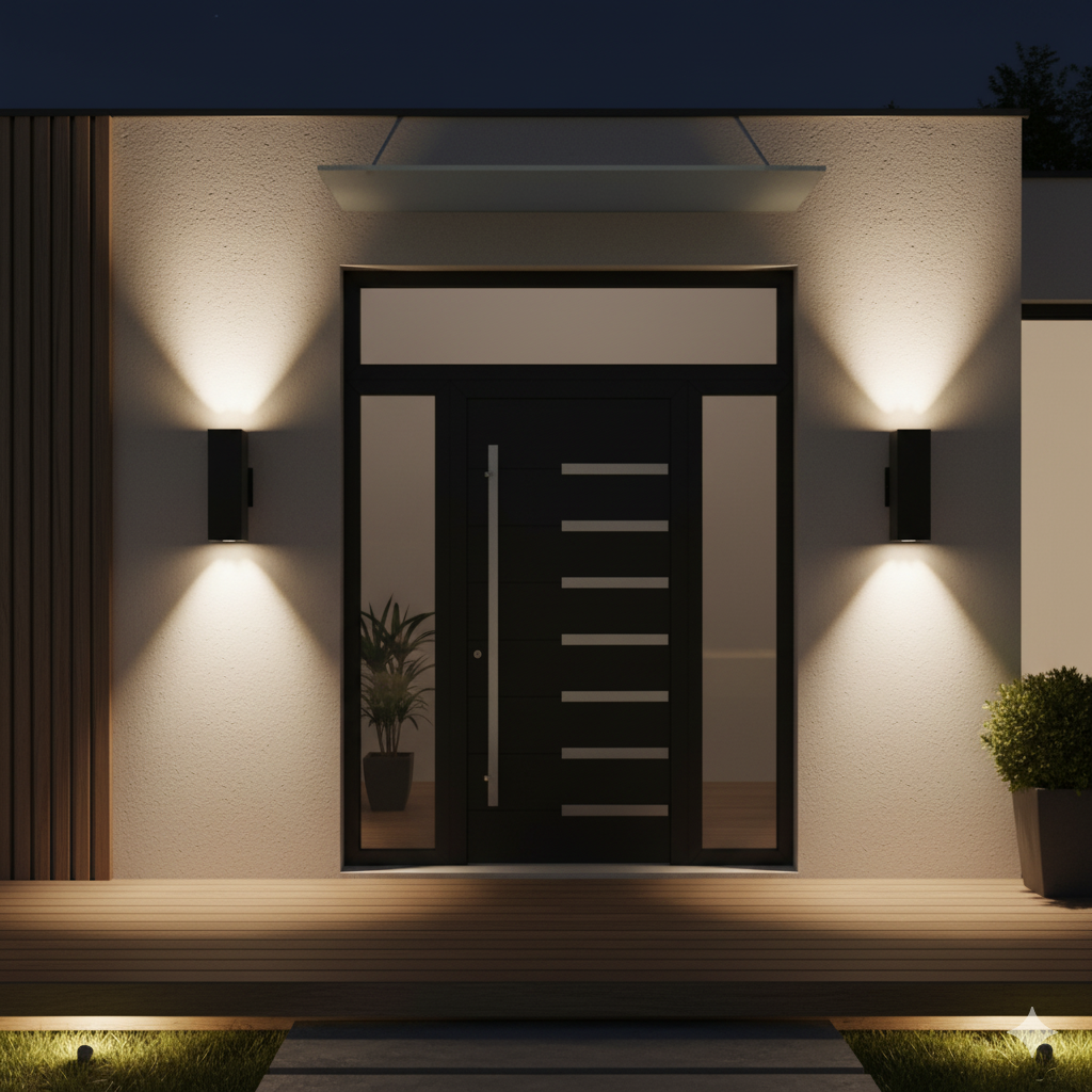 2-Pack Outdoor Up/Down Wall Sconce, IP65 Waterproof, Black Aluminum Exterior Light