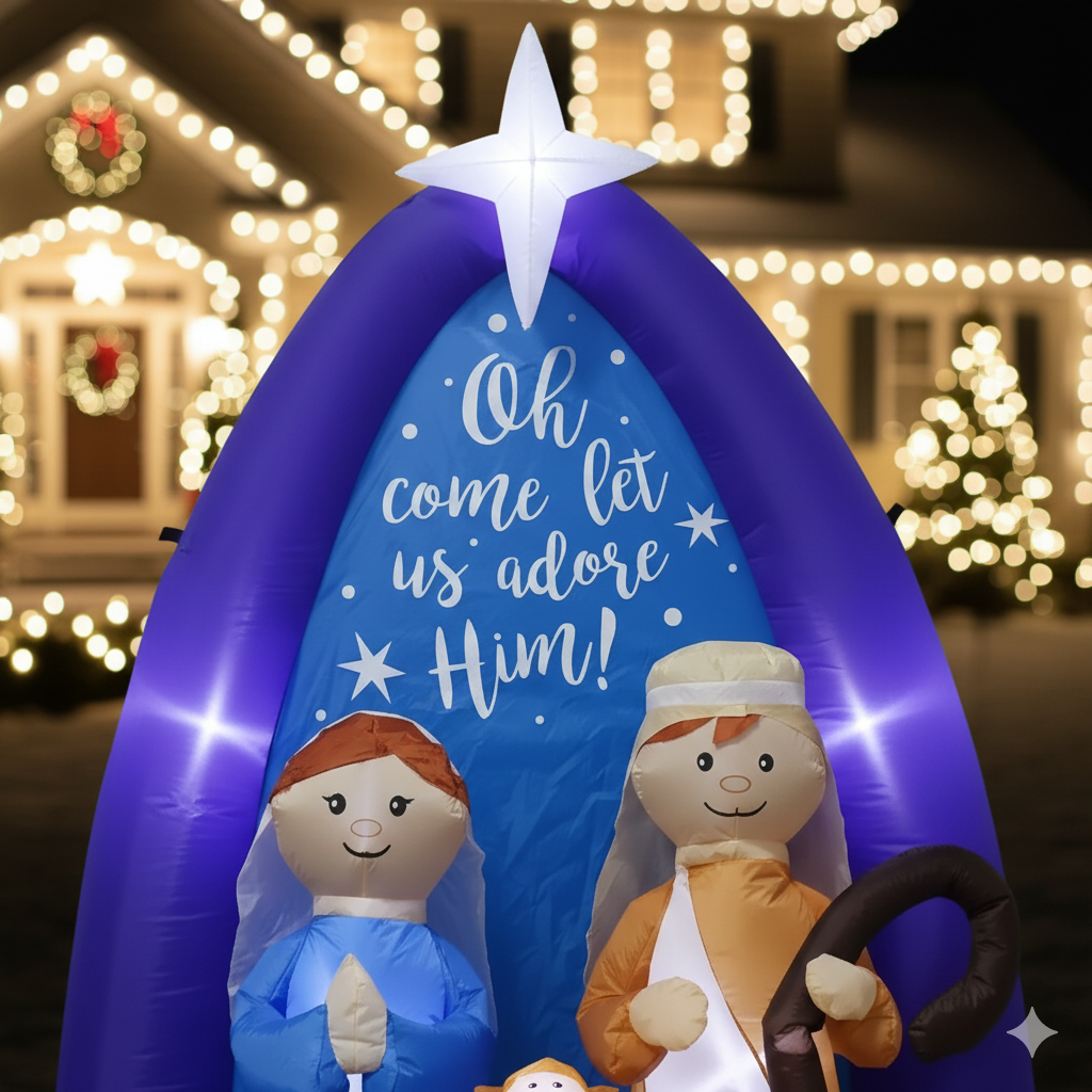 6ft LED Lighted Inflatable Nativity Scene - Indoor/Outdoor Christmas Holiday Decor