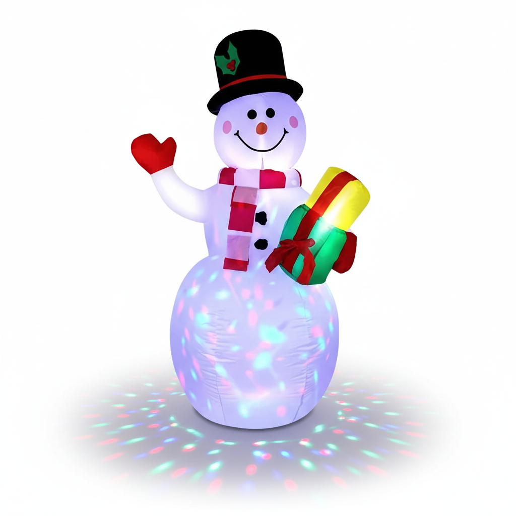5FT Inflatable Snowman Christmas Decoration with Rotating LED Light