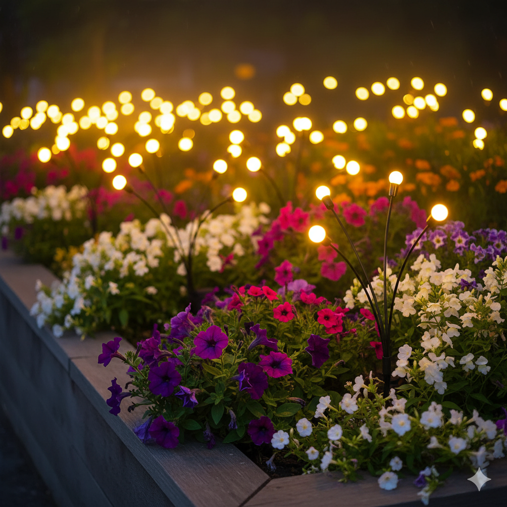 Solar Firefly Swaying Garden Lights, 8-Head LED Outdoor Decorative Pathway Lights, Waterproof