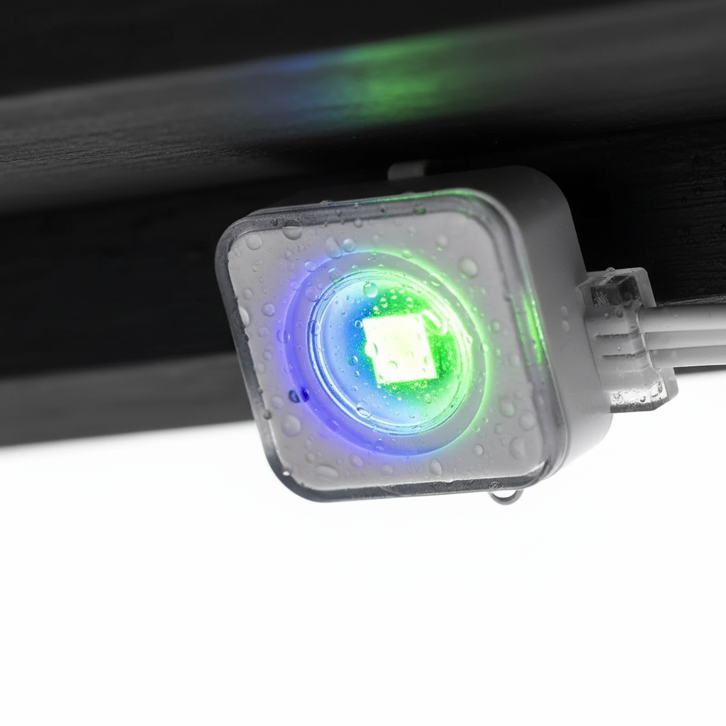 LED light bulb with multicolor illumination on a dark background