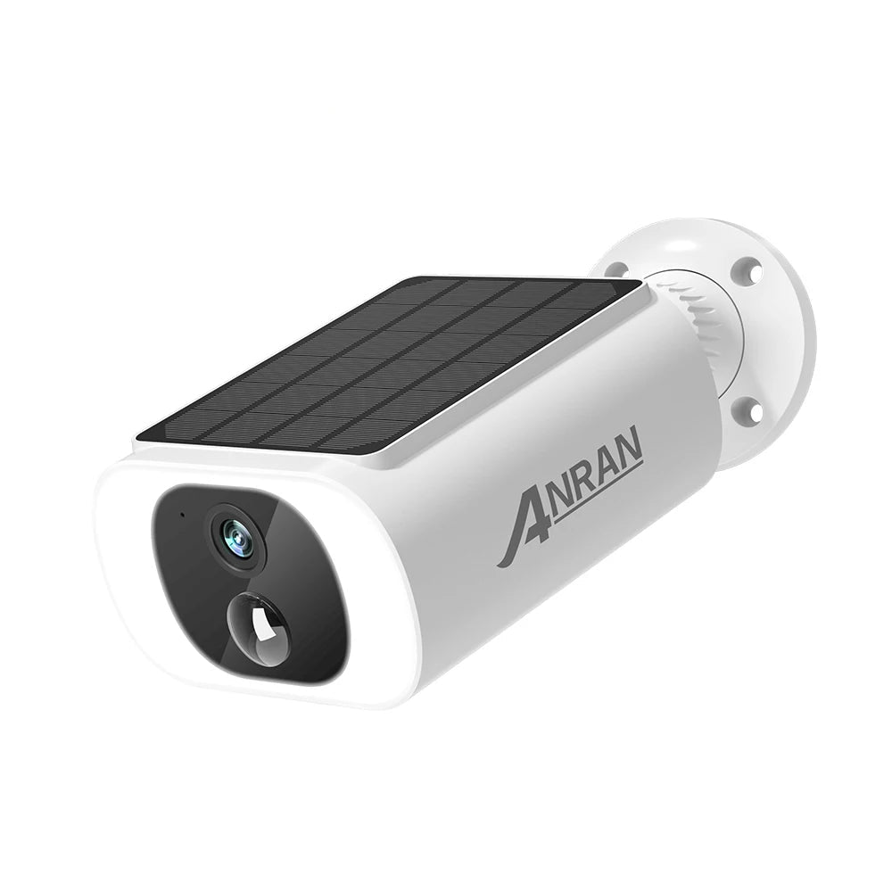 Solar security camera with ANRAN branding on a white background