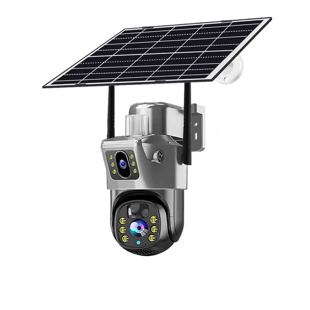 V380 Pro Solar Security Camera, 8MP 4K Dual-Lens Outdoor IP Camera with PIR Motion Detection, Battery & 4G/WiFi Options
