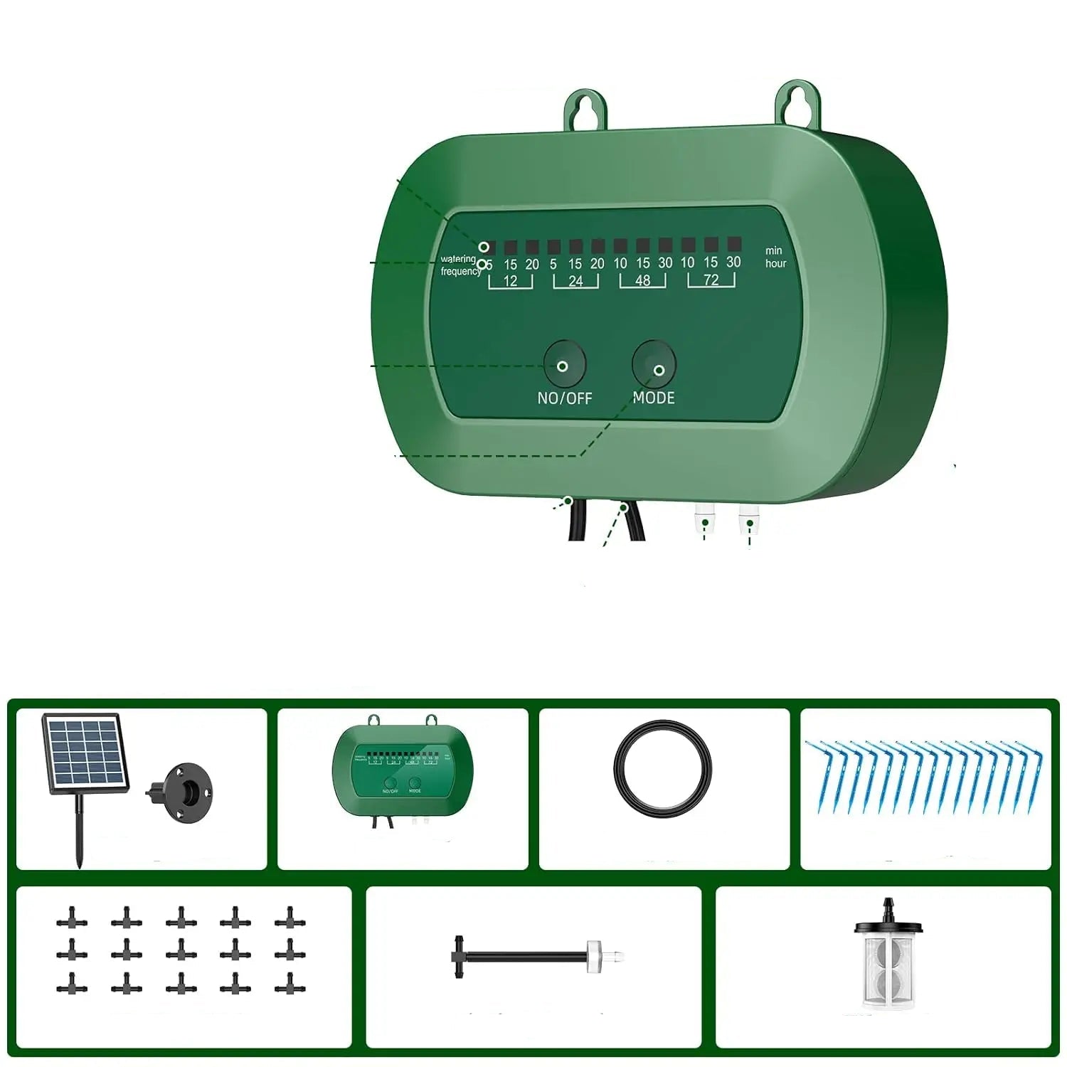 Solar-Powered Automatic Garden Watering System with 15m Hose & Timer - Ideal for Hassle-Free Irrigation During Vacations