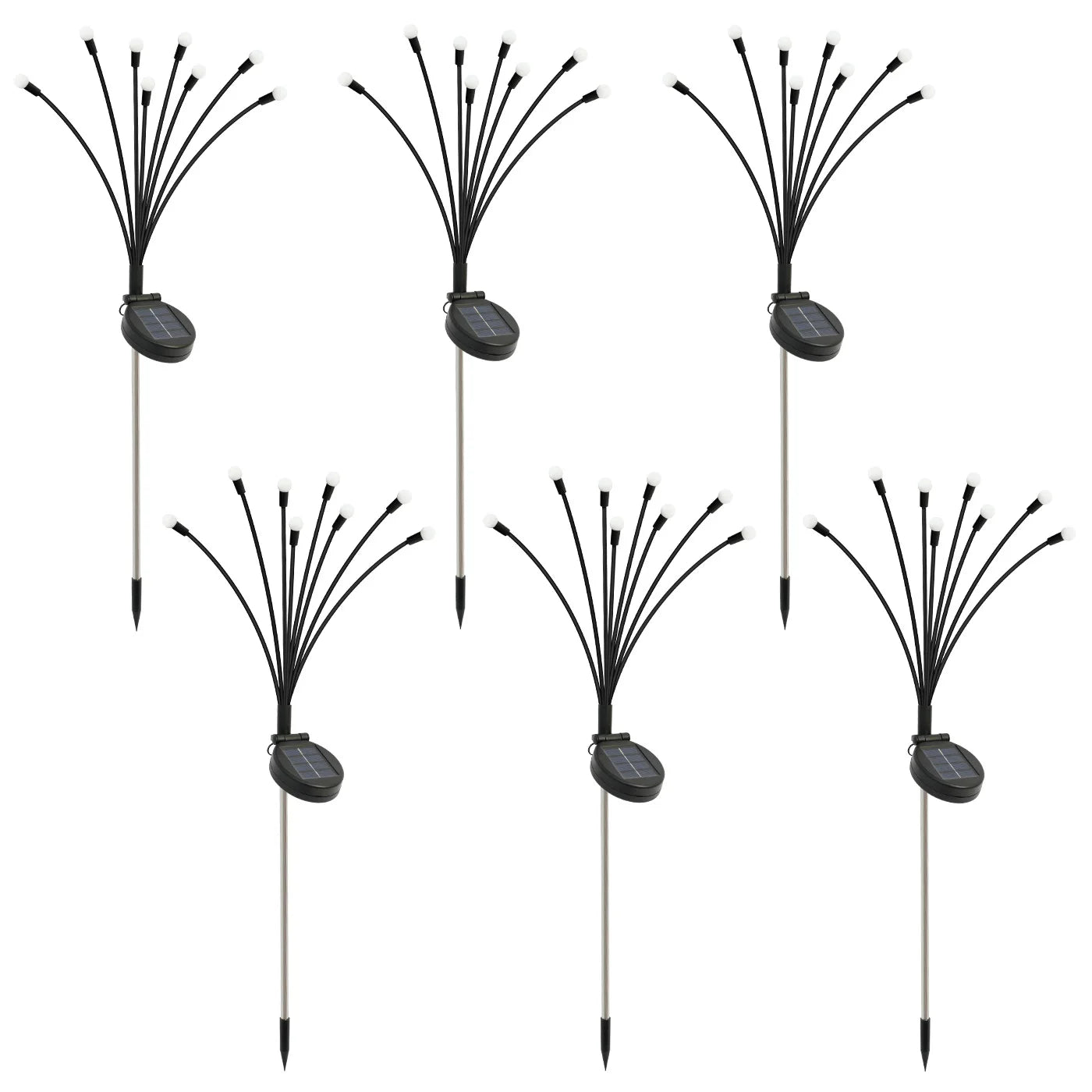 Solar Firefly Swaying Garden Lights, 8-Head LED Outdoor Decorative Pathway Lights, Waterproof