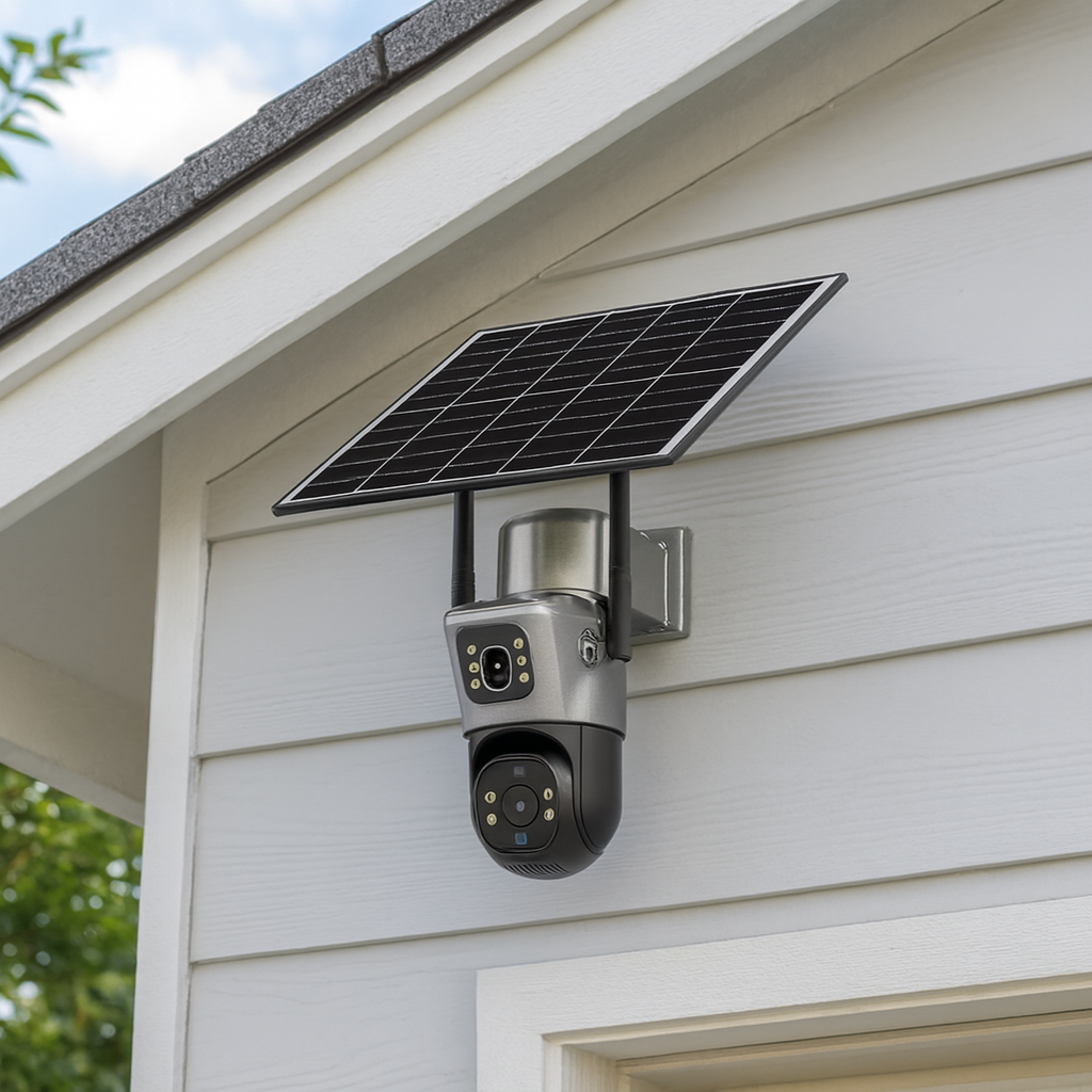 V380 Pro Solar Security Camera, 8MP 4K Dual-Lens Outdoor IP Camera with PIR Motion Detection, Battery & 4G/WiFi Options