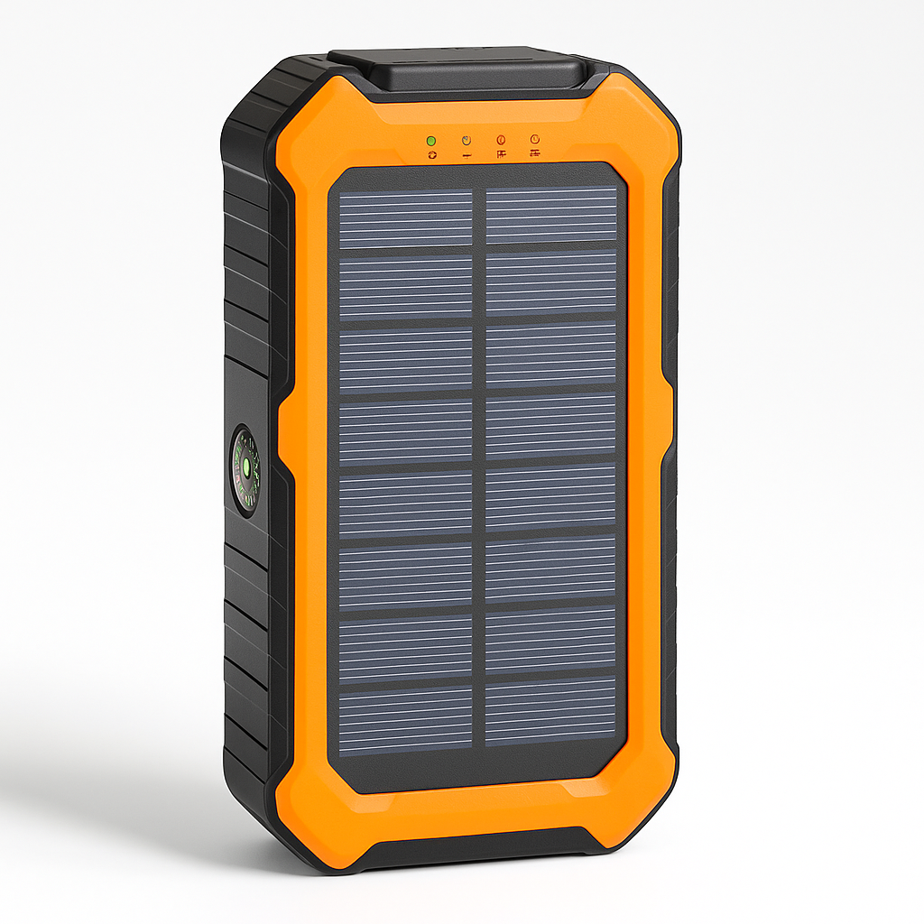 40,000mAh Solar Power Bank with Hand Crank, 4 Built-in Cables, Compass, Level & LED Flashlight - Ultimate Portable Charger for Camping Adventures