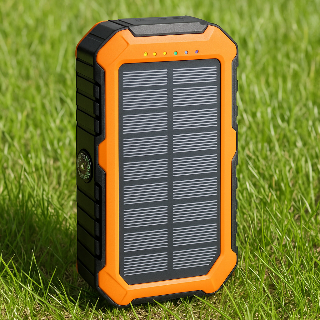 40,000mAh Solar Power Bank with Hand Crank, 4 Built-in Cables, Compass, Level & LED Flashlight - Ultimate Portable Charger for Camping Adventures