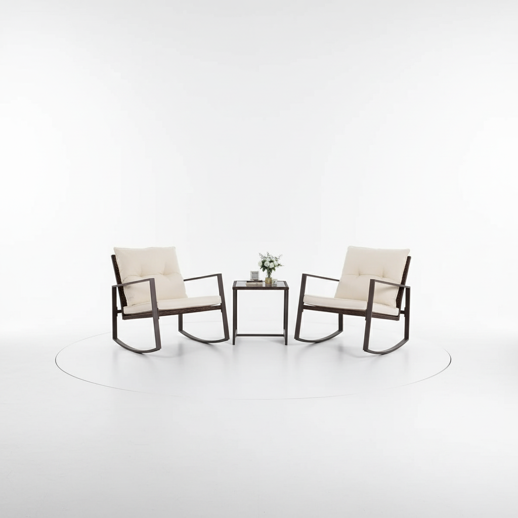 The Savannah Wicker Rocking Bistro Set | 3-Piece Outdoor Conversation Ensemble